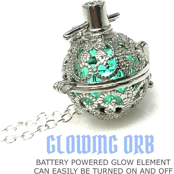 Steampunk Fire Necklace Glow Locket Pendant Jewelry Gift for Women - Picture 5 of 6
